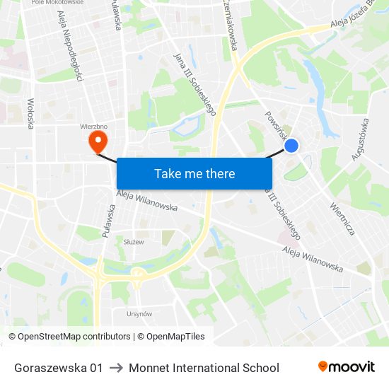 Goraszewska 01 to Monnet International School map