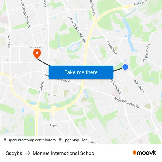 Sadyba to Monnet International School map