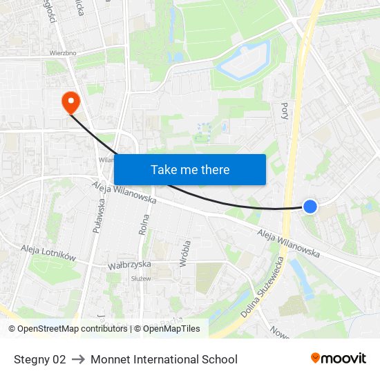 Stegny 02 to Monnet International School map