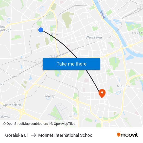 Góralska 01 to Monnet International School map