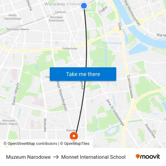 Muzeum Narodowe to Monnet International School map