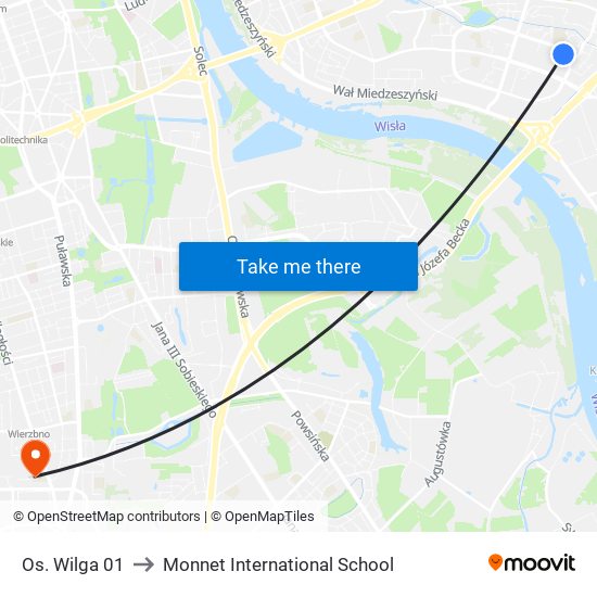 Os. Wilga 01 to Monnet International School map