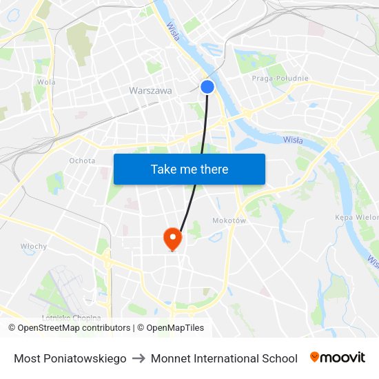 Most Poniatowskiego 02 to Monnet International School map