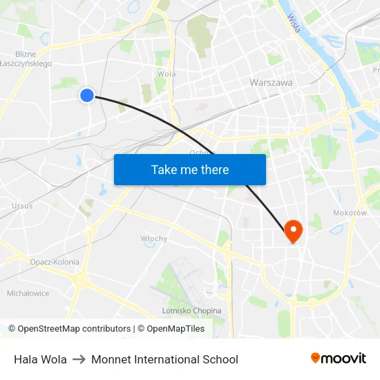 Hala Wola to Monnet International School map