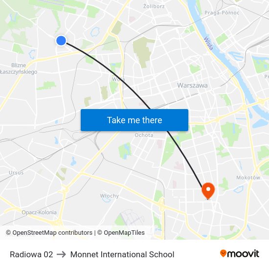 Radiowa to Monnet International School map