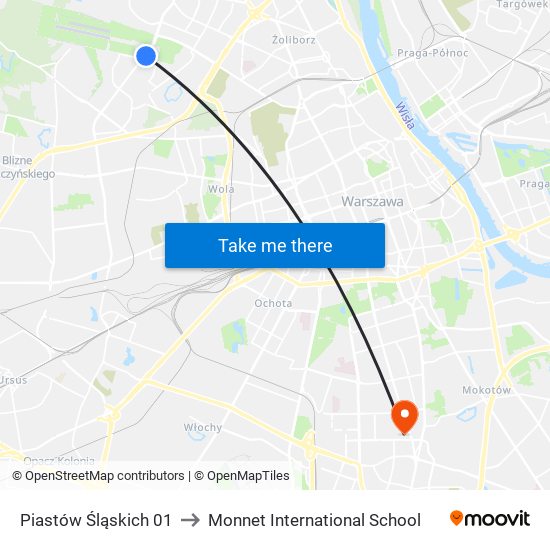 Piastów Śląskich 01 to Monnet International School map