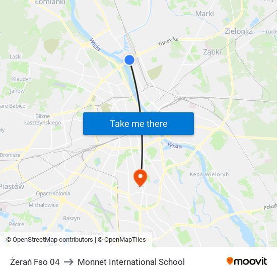 Żerań Fso 04 to Monnet International School map