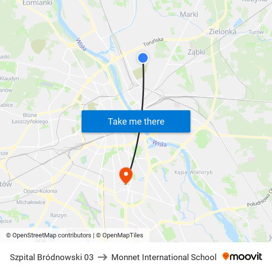 Szpital Bródnowski 03 to Monnet International School map