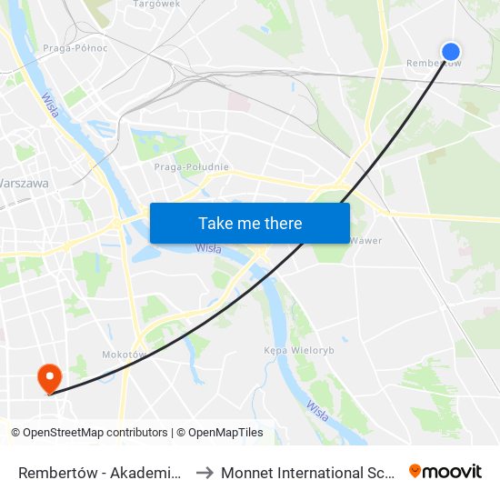 Rembertów-Akademia to Monnet International School map