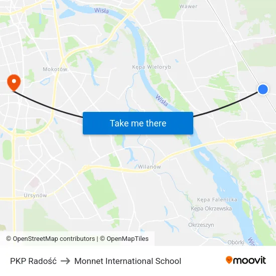 PKP Radość to Monnet International School map