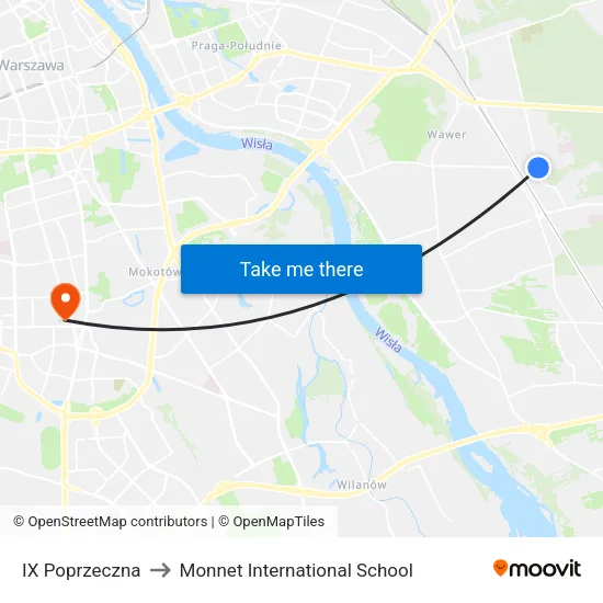 IX Poprzeczna to Monnet International School map