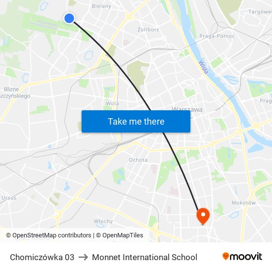 Chomiczówka to Monnet International School map