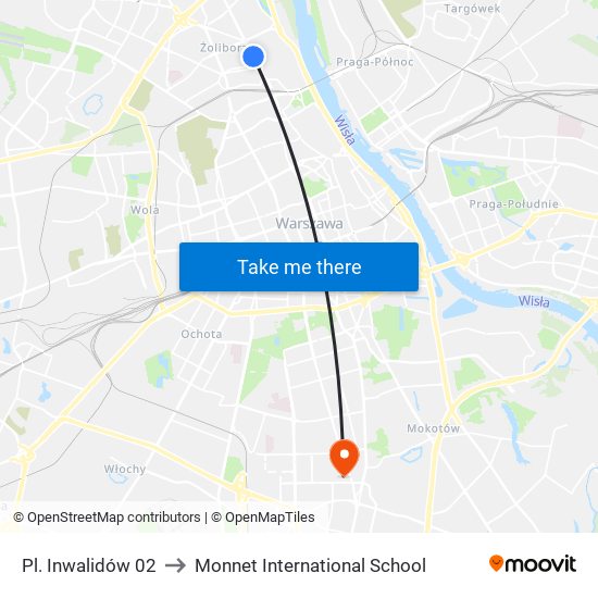 Pl. Inwalidów 02 to Monnet International School map