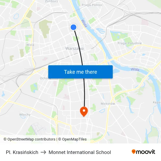 Pl. Krasińskich to Monnet International School map