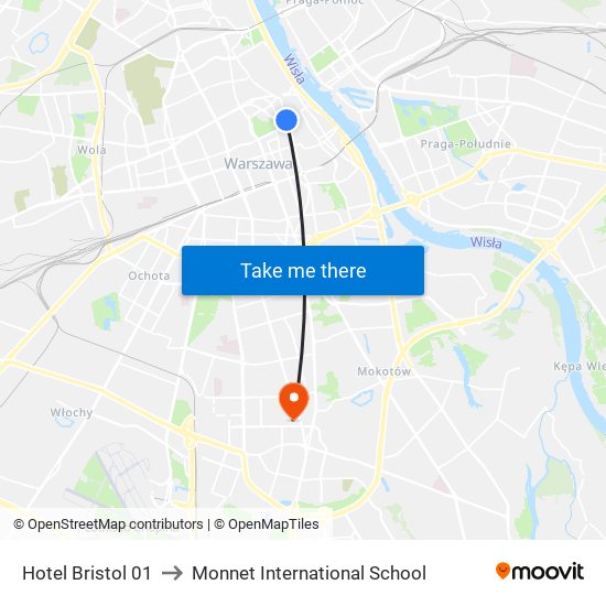 Hotel Bristol 01 to Monnet International School map