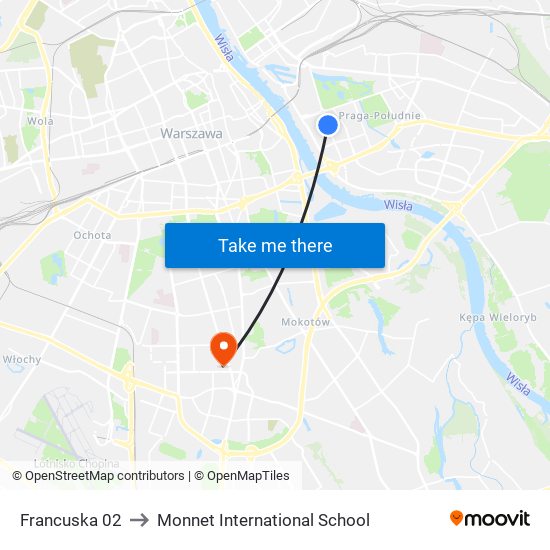 Francuska to Monnet International School map