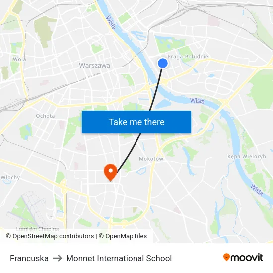 Francuska to Monnet International School map