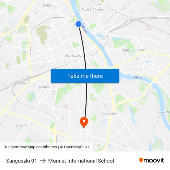 Sanguszki 01 to Monnet International School map