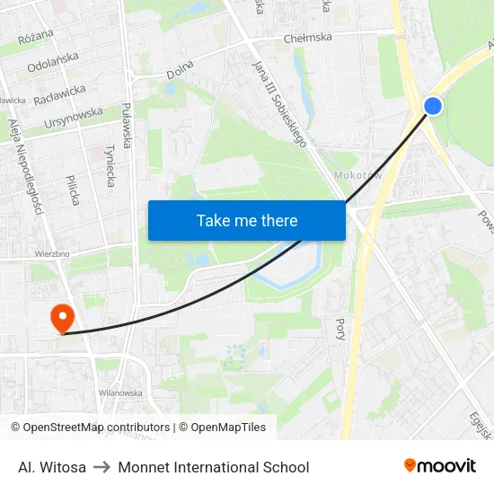 Al. Witosa to Monnet International School map