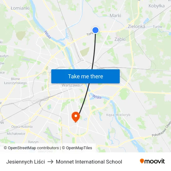 Jesiennych Liści to Monnet International School map