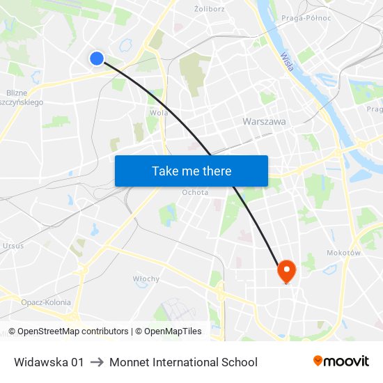 Widawska 01 to Monnet International School map