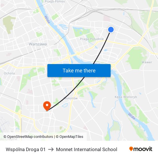 Wspólna Droga 01 to Monnet International School map