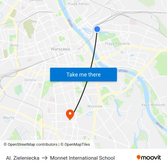 Al. Zieleniecka to Monnet International School map