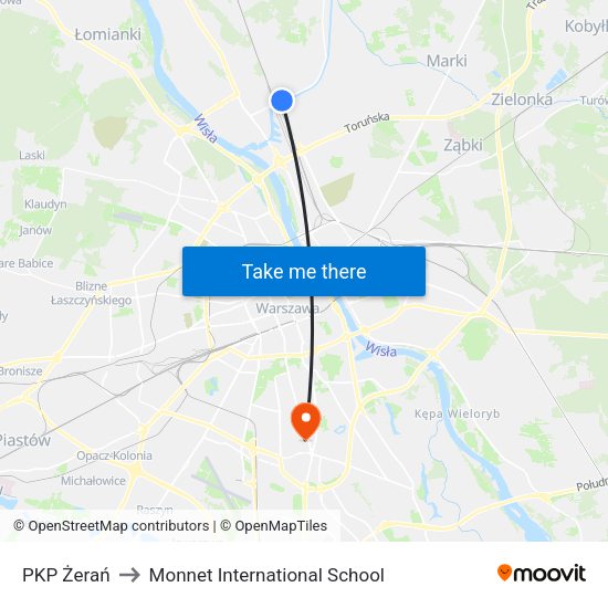 PKP Żerań 07 to Monnet International School map