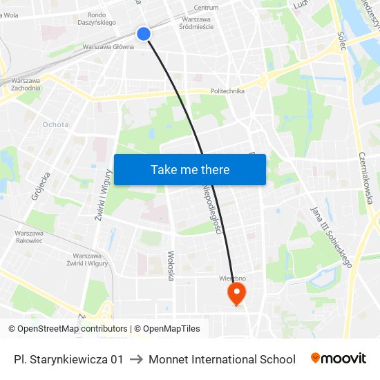 Pl. Starynkiewicza to Monnet International School map