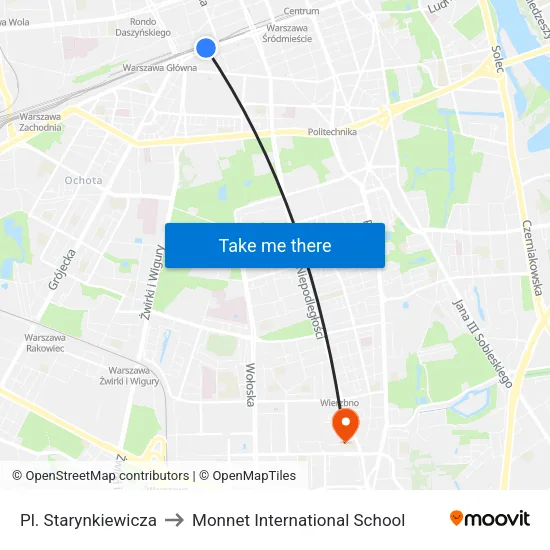 Pl. Starynkiewicza to Monnet International School map