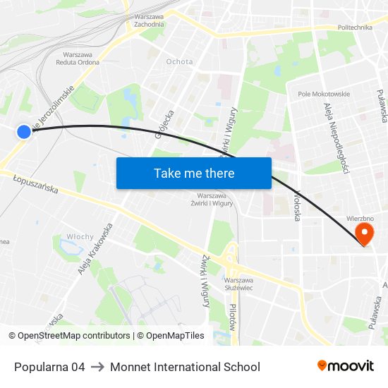 Popularna 04 to Monnet International School map