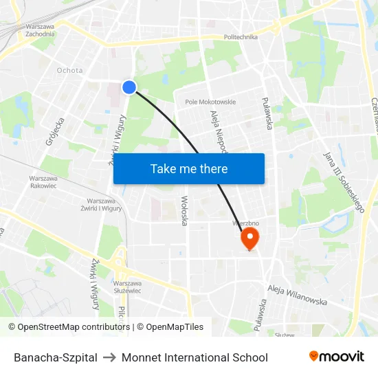 Banacha - Szpital to Monnet International School map