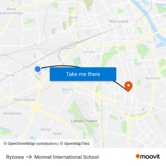 Ryżowa to Monnet International School map