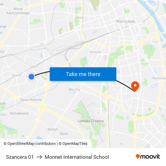 Szancera 01 to Monnet International School map