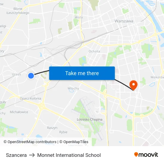 Szancera to Monnet International School map