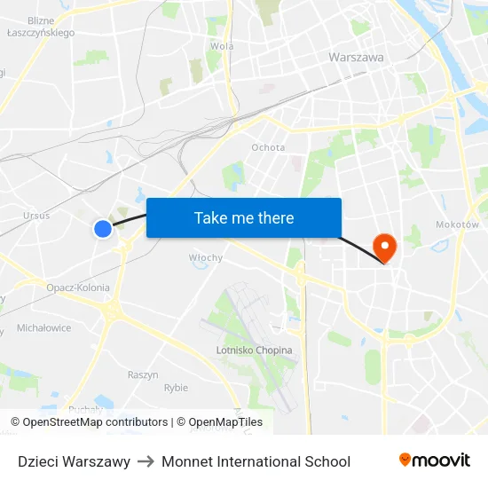 Dzieci Warszawy to Monnet International School map
