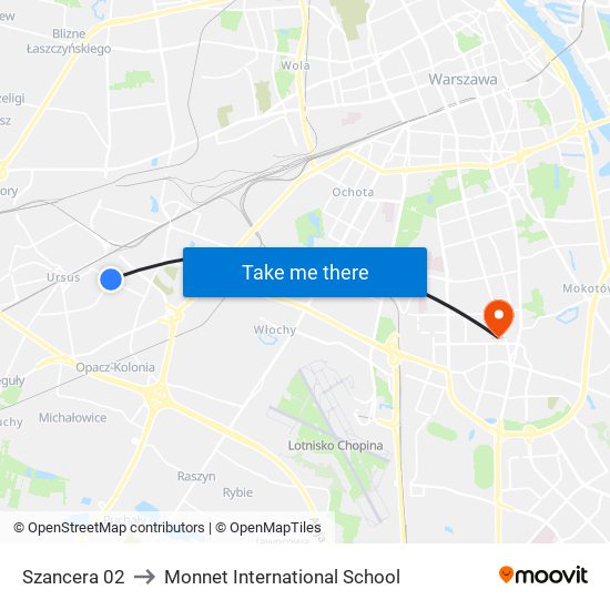 Szancera 02 to Monnet International School map