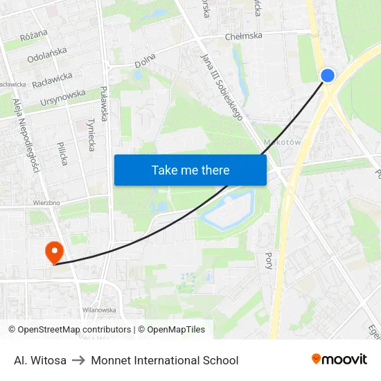 Al. Witosa to Monnet International School map