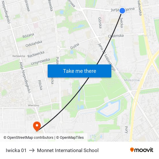 Iwicka 01 to Monnet International School map