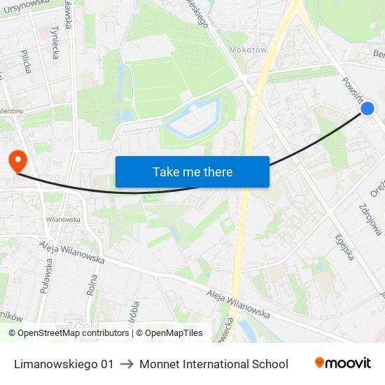 Limanowskiego 01 to Monnet International School map