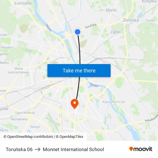 Toruńska 06 to Monnet International School map