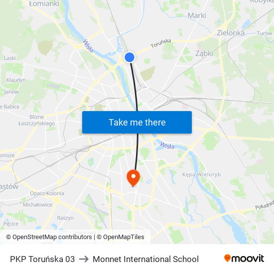 PKP Toruńska 03 to Monnet International School map