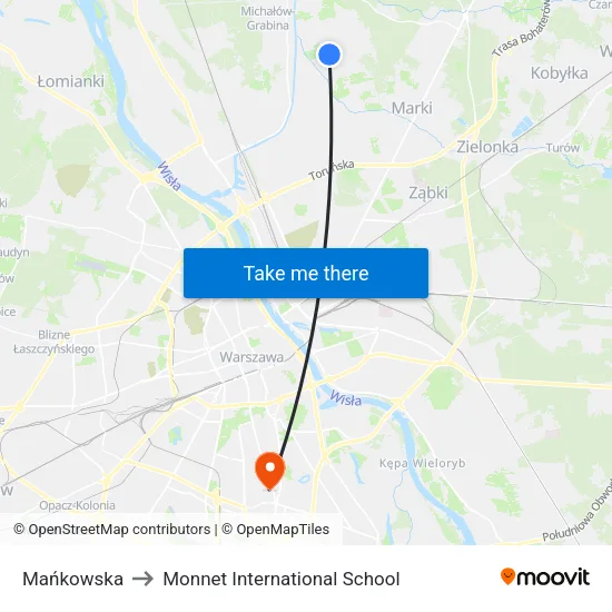 Mańkowska to Monnet International School map