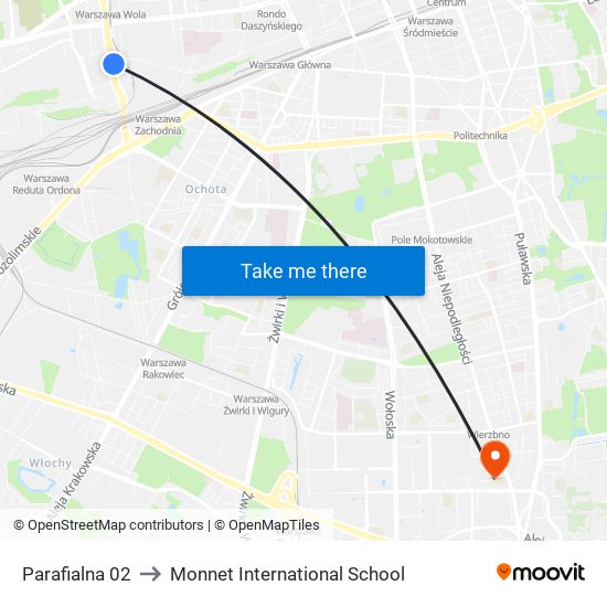 Parafialna 02 to Monnet International School map