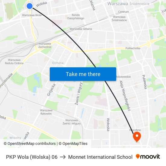 PKP Wola (Wolska) 06 to Monnet International School map