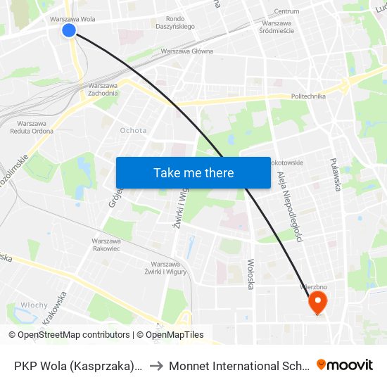 PKP Wola (Kasprzaka) 05 to Monnet International School map