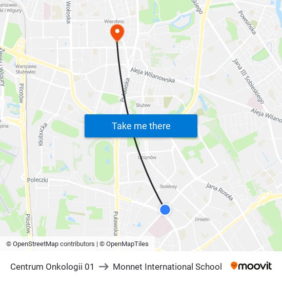 Centrum Onkologii to Monnet International School map