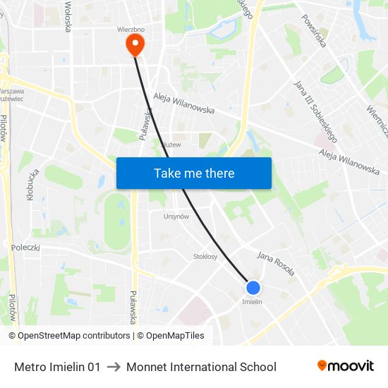 Metro Imielin to Monnet International School map