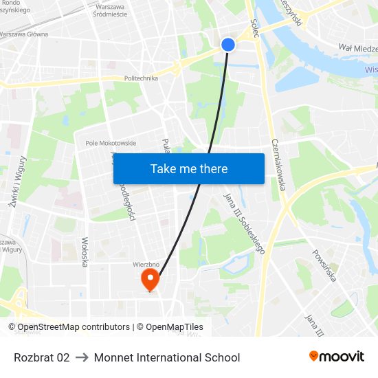 Rozbrat to Monnet International School map