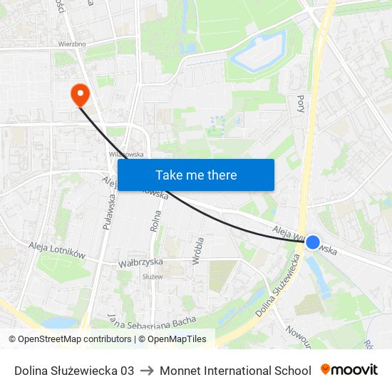 Dolina Służewiecka to Monnet International School map